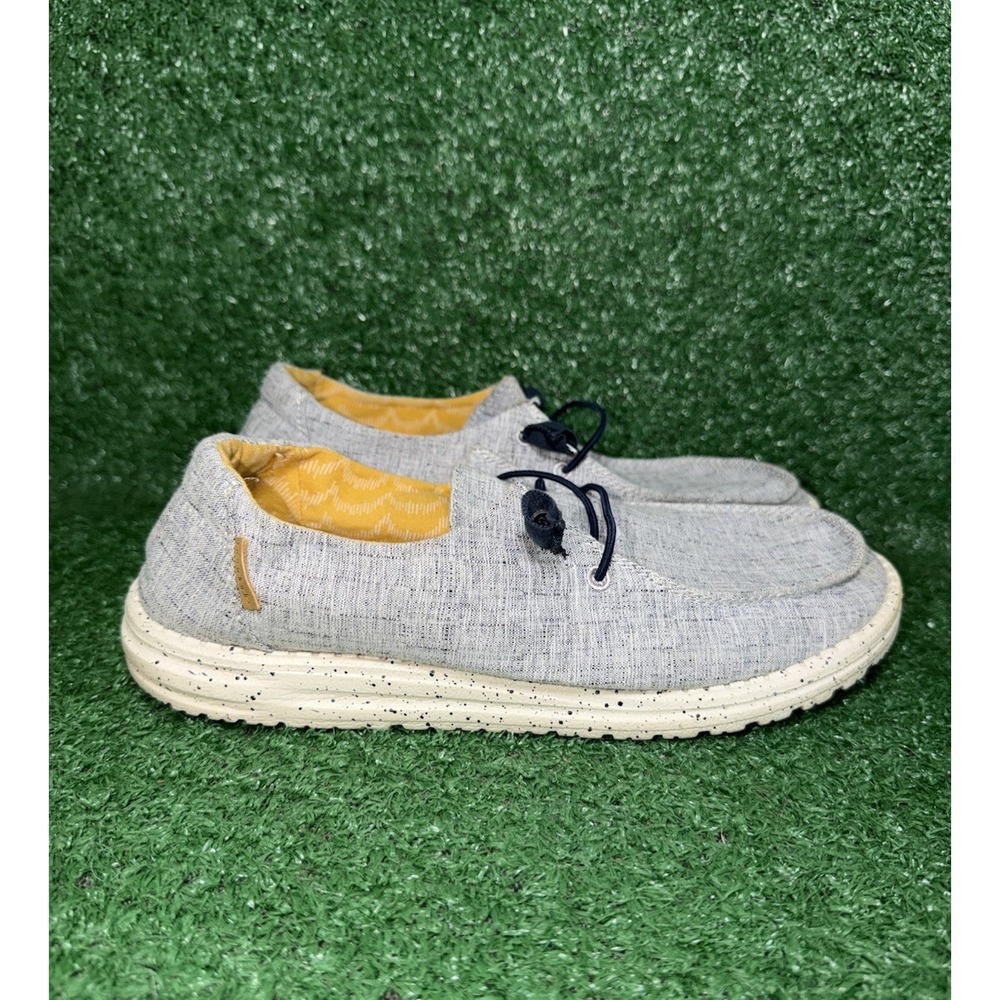Hey Dude Wendy Slip On Shoes Chambray White Blue Comfort Women's Size US 9 EU 40